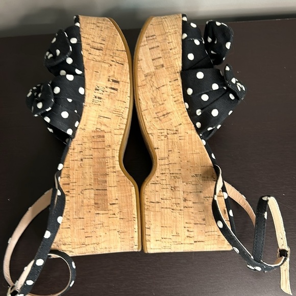 Kate Spade Shoe Julep Platform Wedges Polka Dot Black French Cream Sz 9 NEW - Picture 8 of 10
